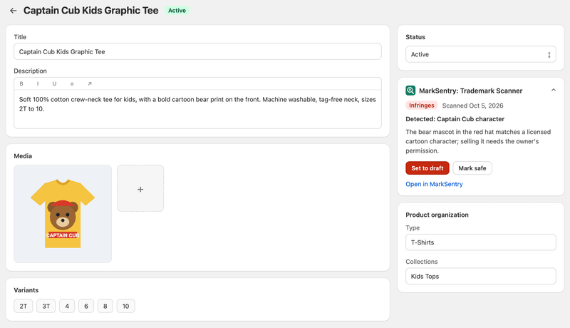 Verdict and actions on each product page